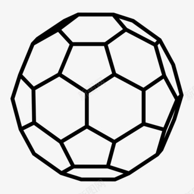 截短二十面体阿基米德固体足球图标图标