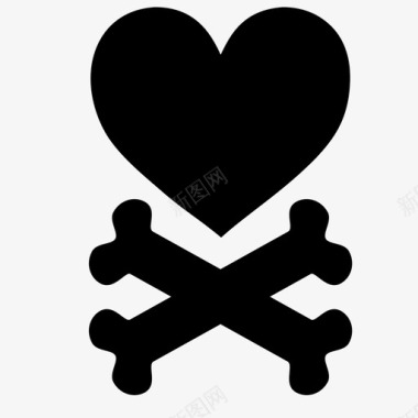 海盗之爱交叉骨心脏图标图标