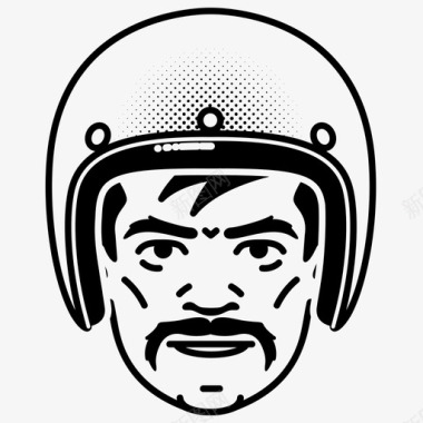 男人摩托车手头盔图标图标