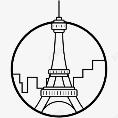 埃菲尔铁塔火星广场巴黎图标图标