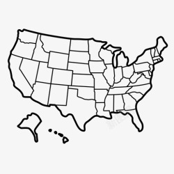 行政区划美国国家地图州领土图标高清图片