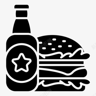 啤酒和汉堡饮料快餐图标图标