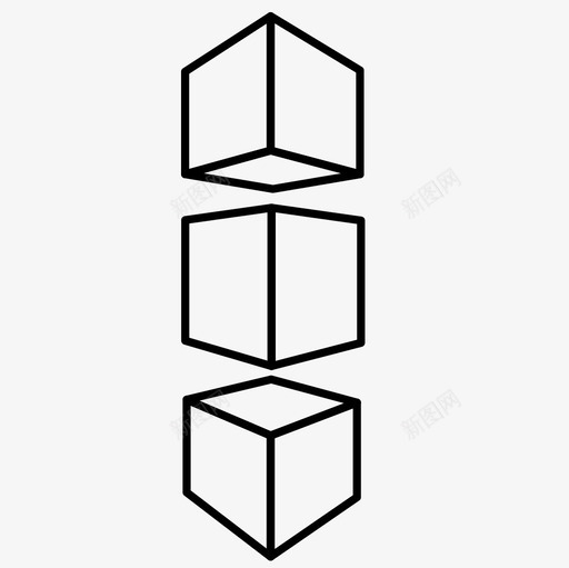 立方体层堆栈图标svg_新图网 https://ixintu.com 三维 六面 向上 堆栈 尺寸 层 水平 相等 立方体 骰子