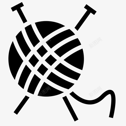 纱线球针织图标svg_新图网 https://ixintu.com 球 纱线 线 缝纫 美丽的字形 针 针织