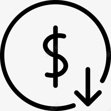 美元低货币减少图标图标