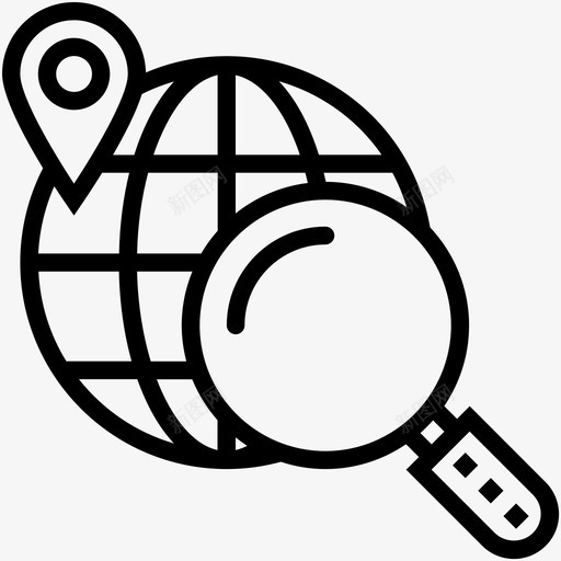 搜索位置地球仪放大镜图标svg_新图网 https://ixintu.com 地图针 地球仪 搜索位置 搜索引擎优化 放大镜 数字营销线图标