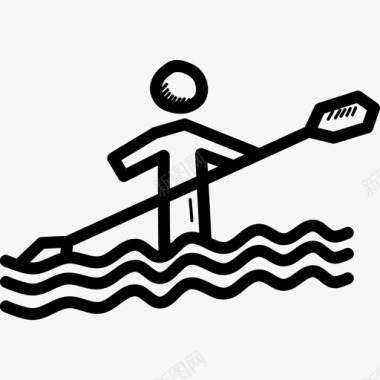 独木舟短跑划桨残奥会图标图标