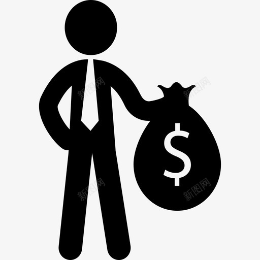 商人站着拿着美元钱袋商人图标svg_新图网 https://ixintu.com 商人 商人站着拿着美元钱袋
