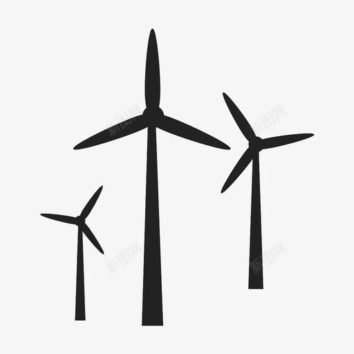 风力涡轮机风力发电风车图标