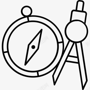 指南针和量角器数学圆图标图标