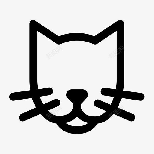 猫脸小猫图标svg_新图网 https://ixintu.com 动物 小猫 猫 胡须 脸 鼻子