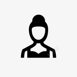 高挽发髻的女人女孩发髻可爱图标高清图片