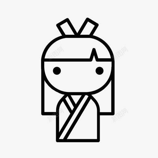 女孩女性日本图标svg_新图网 https://ixintu.com kokeshi 女孩 女性 家庭 日本
