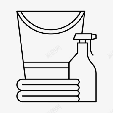 清洁桶瓶子清洁剂图标图标
