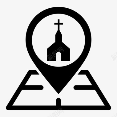 教堂地图图钉位置标记定位销图标图标