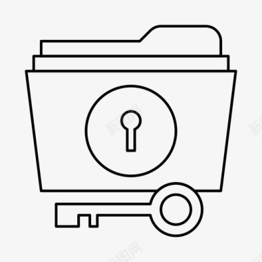 锁文件夹钥匙安全图标图标