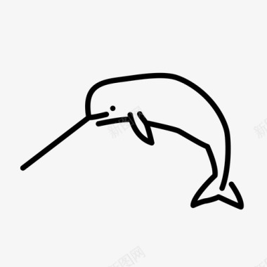 独角鲸动物海洋哺乳动物图标图标