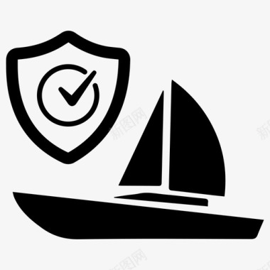 船舶保险保护帆船图标图标