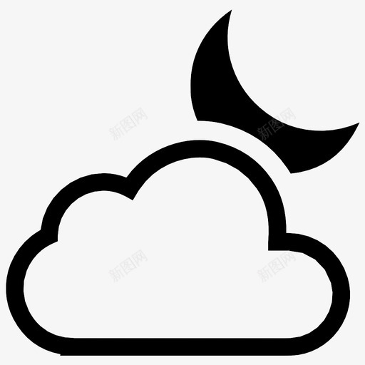 多云的夜晚天气大部分是云图标svg_新图网 https://ixintu.com 多云的夜晚 大部分是云 天气