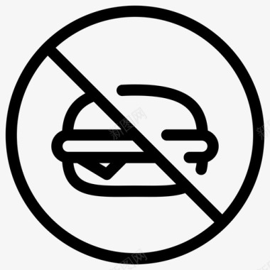 禁止进食警告象形线图标图标