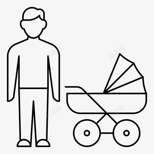 父亲家庭男人图标svg_新图网 https://ixintu.com 人们 婴儿车 家庭 父亲 男人