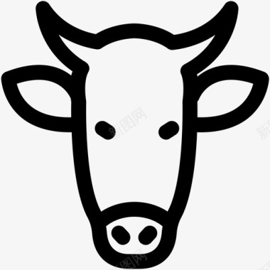 牛动物和鸟可爱的图标图标