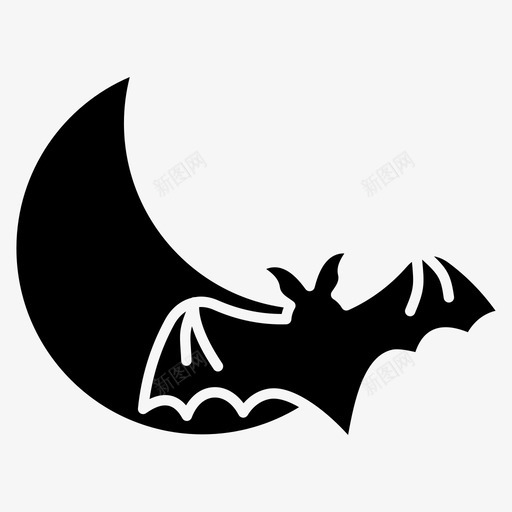 万圣节之夜蝙蝠月亮图标svg_新图网 https://ixintu.com 万圣节之夜 万圣节雕文 恐怖 月亮 蝙蝠