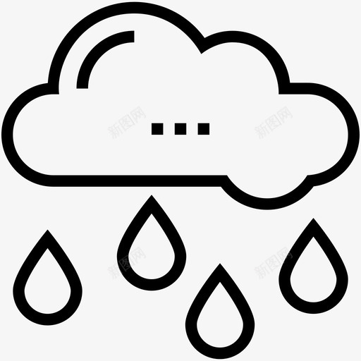 雨云雨滴图标svg_新图网 https://ixintu.com 云 用户界面轮廓图标 雨 雨天 雨滴