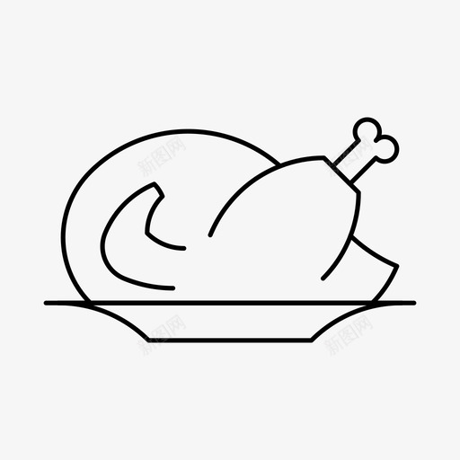 鸡肉食用食品图标svg_新图网 https://ixintu.com 烤肉 肉类 食品 食品和饮料 食用 鸡肉