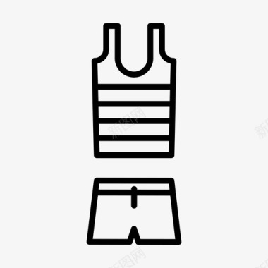 背心和短裤海滩衣服图标图标