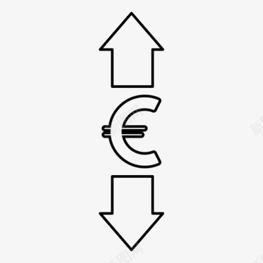 欧元货币下跌图标图标