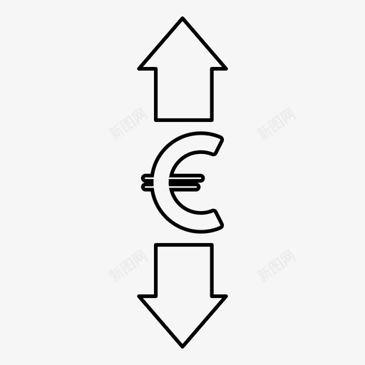 欧元货币下跌图标svg_新图网 https://ixintu.com 上涨 下跌 欧元 股市 货币