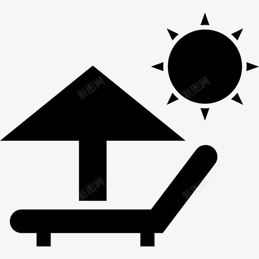 夏日阳光下的阳伞和躺椅图标svg_新图网 https://ixintu.com 夏日阳光下的阳伞和躺椅