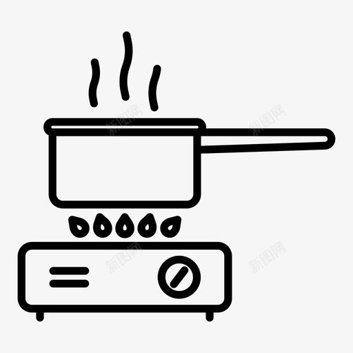 燃烧器厨师电气图标svg_新图网 https://ixintu.com 厨师 火焰 炉子 煤气 燃烧器 电气 野营轮廓 锅