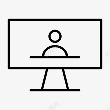 视频会议监视器电视图标图标