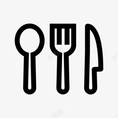 匙叉刀厨房食物和厨房轮廓图标集图标