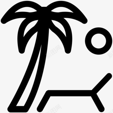 日光浴海滩棕榈树图标图标