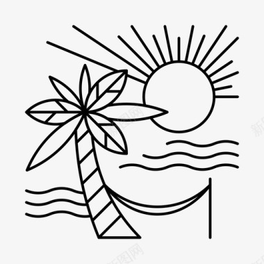 海滩天堂棕榈图标图标