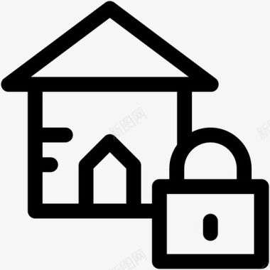 房子锁房子保险房子安全图标图标