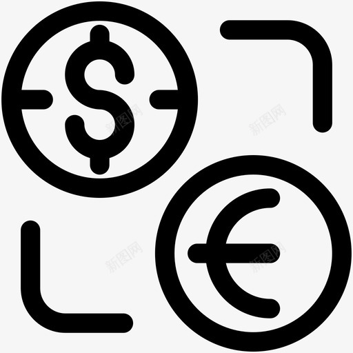货币兑换国际外汇图标svg_新图网 https://ixintu.com 国际 外汇 欧元 现金 美元 货币兑换 贸易 金融和支付可爱的图标