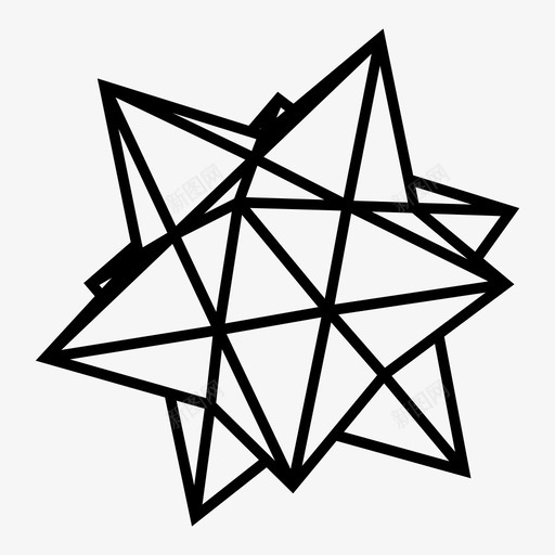 星状十二面体几何学数学形状图标svg_新图网 https://ixintu.com 几何学 几何形状 多面体 数学形状 星形 星状十二面体