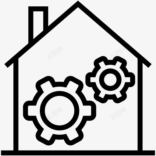 车库齿轮房子图标svg_新图网 https://ixintu.com 工具和建筑轮廓图标 房子 设置 车库 齿轮