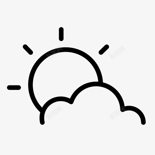 太阳和云气象夏天图标svg_新图网 https://ixintu.com 夏天 天气 太阳和云 气象