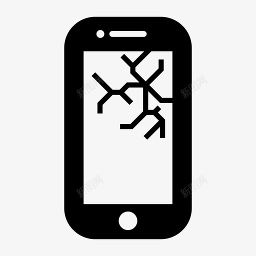 损坏的智能手机裂缝iphone图标svg_新图网 https://ixintu.com iphone 手机维修 损坏的智能手机 显示裂缝 裂缝