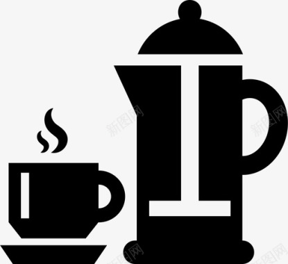 咖啡机法式出版社热饮图标图标