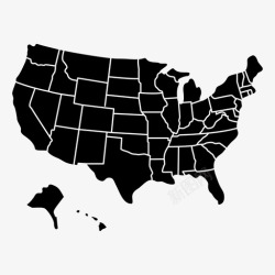 美利坚合众国美国国家地图州领土图标高清图片