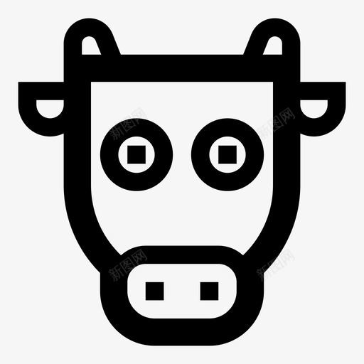 牛动物牛头图标svg_新图网 https://ixintu.com 农场 动物 有用的图标动物 牛 牛头 角 黑白牛头