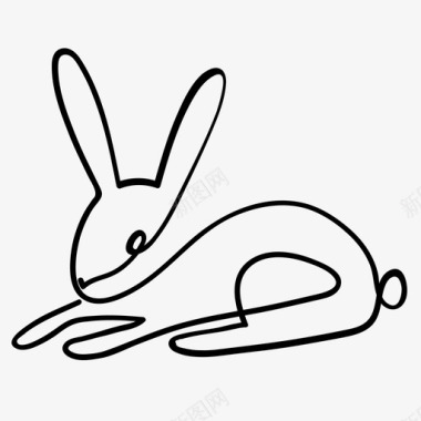 兔子动物一条线图标图标