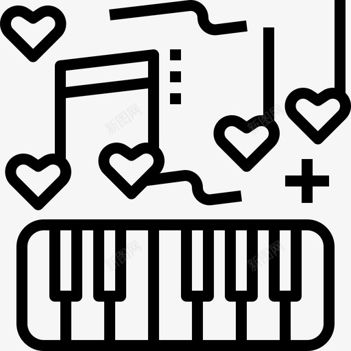 键盘爱情音乐图标svg_新图网 https://ixintu.com 婚恋 婚礼 歌曲 爱情 钢琴 键盘 音乐 音符