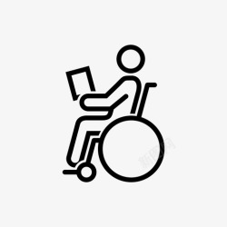 人坐轮椅阅读无障碍书图标高清图片